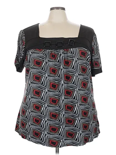 Pre-owned Cato Short Sleeve Blouse In Black
