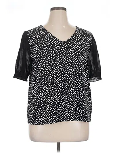 Pre-owned Cato Short Sleeve Blouse In Black