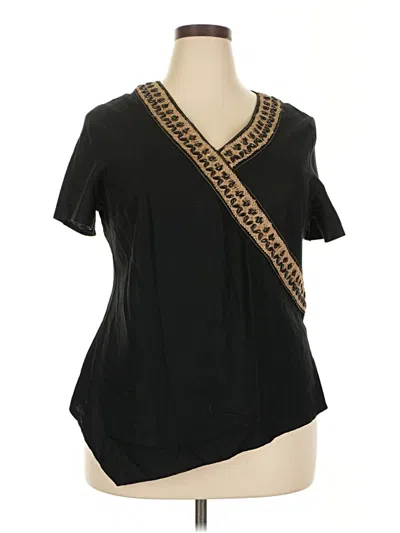 Pre-owned Cato Short Sleeve Blouse In Black