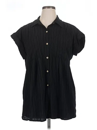 Pre-owned Cato Short Sleeve Blouse In Black