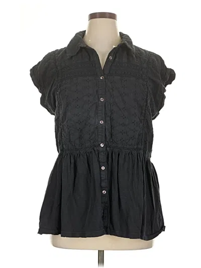 Pre-owned Cato Short Sleeve Blouse In Black