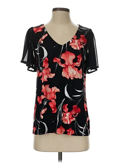 Pre-owned Cato Short Sleeve Blouse In Black