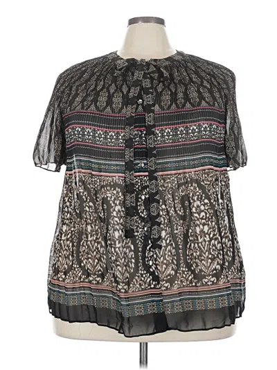 Pre-owned Cato Short Sleeve Blouse In Black