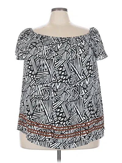 Pre-owned Cato Short Sleeve Blouse In Black