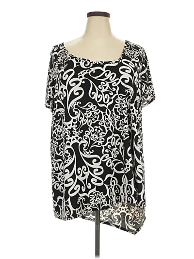 Pre-owned Cato Short Sleeve Blouse In Black
