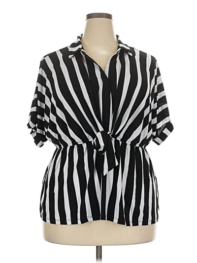 Pre-owned Cato Short Sleeve Blouse In Black