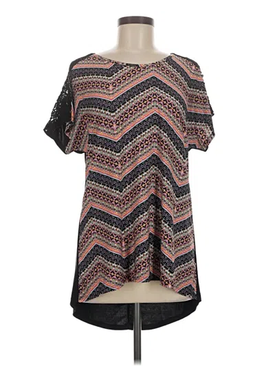 Pre-owned Cato Short Sleeve Blouse In Black