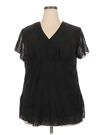 Pre-owned Cato Short Sleeve Blouse In Black