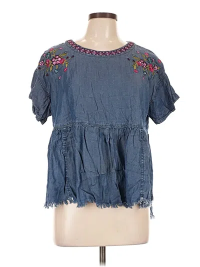 Pre-owned Cato Short Sleeve Blouse In Blue