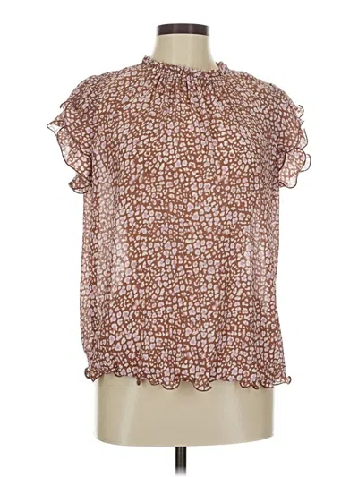 Pre-owned Cato Short Sleeve Blouse In Brown