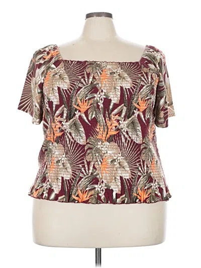 Cato Short Sleeve Blouse In Brown