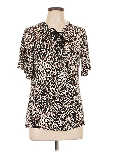 Pre-owned Cato Short Sleeve Blouse In Brown