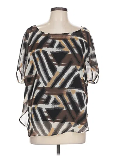 Pre-owned Cato Short Sleeve Blouse In Brown