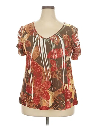 Pre-owned Cato Short Sleeve Blouse In Brown