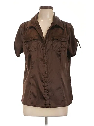 Pre-owned Cato Short Sleeve Blouse In Brown
