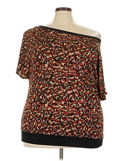 Pre-owned Cato Short Sleeve Blouse In Brown