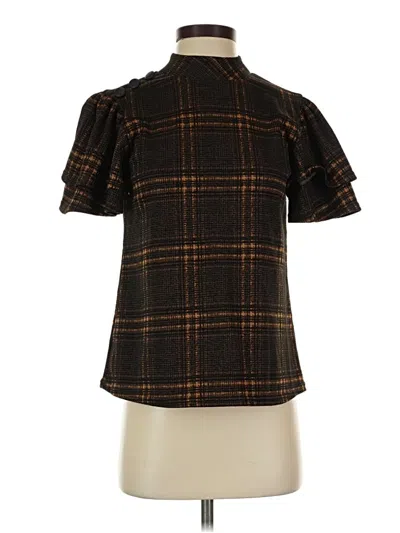 Pre-owned Cato Short Sleeve Blouse In Brown