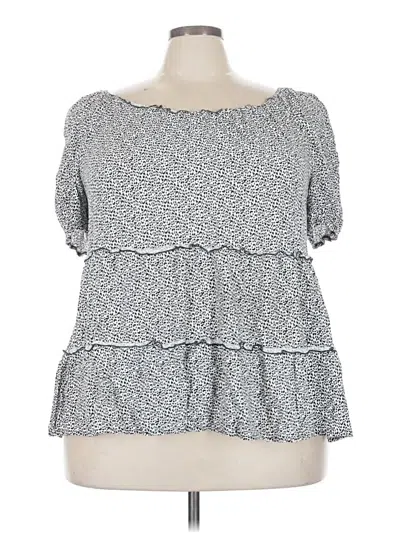 Pre-owned Cato Short Sleeve Blouse In Gray