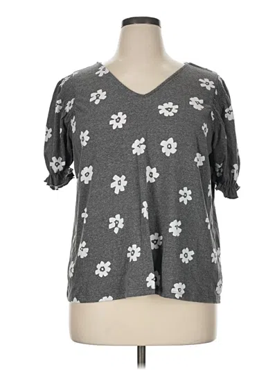 Pre-owned Cato Short Sleeve Blouse In Gray