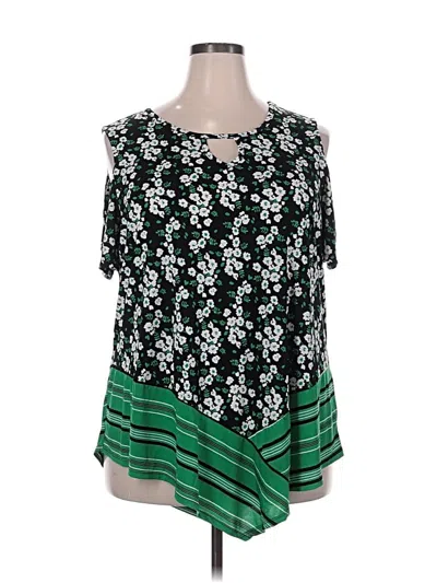 Pre-owned Cato Short Sleeve Blouse In Green