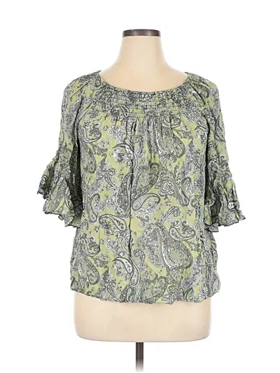 Pre-owned Cato Short Sleeve Blouse In Green