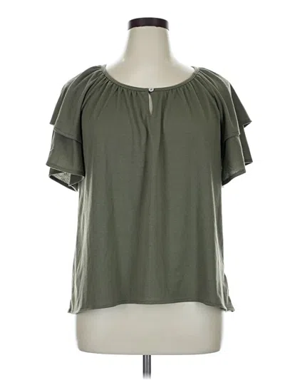 Pre-owned Cato Short Sleeve Blouse In Green