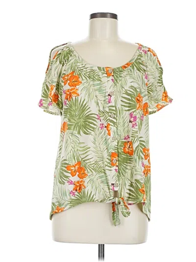 Pre-owned Cato Short Sleeve Blouse In Green