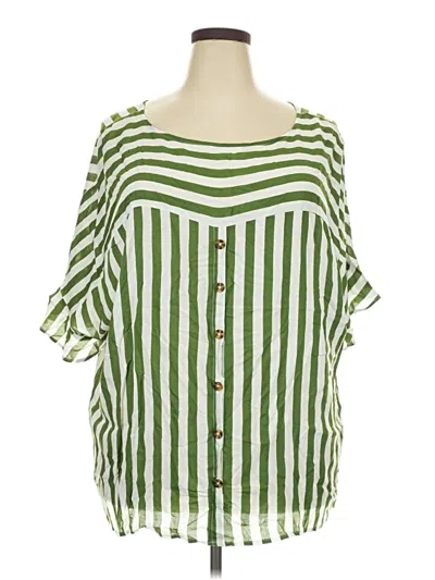 Pre-owned Cato Short Sleeve Blouse In Green
