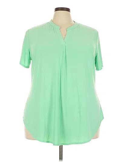 Pre-owned Cato Short Sleeve Blouse In Green