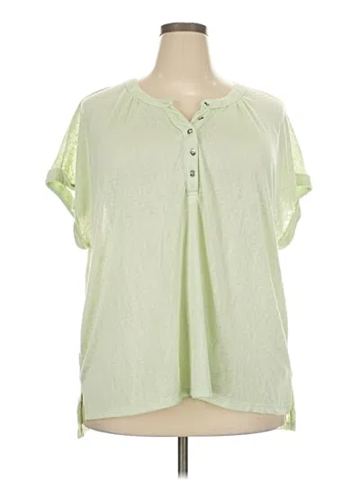 Pre-owned Cato Short Sleeve Blouse In Green