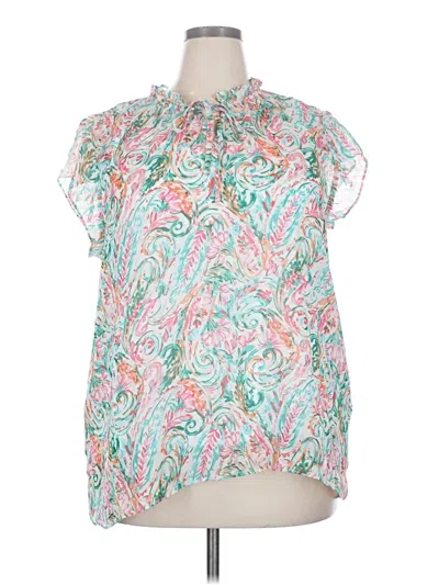 Pre-owned Cato Short Sleeve Blouse In Green