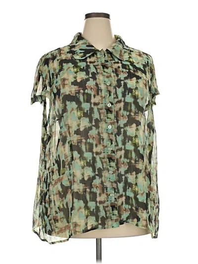 Pre-owned Cato Short Sleeve Blouse In Green