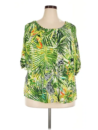 Pre-owned Cato Short Sleeve Blouse In Green
