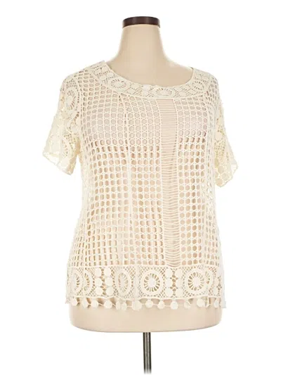 Pre-owned Cato Short Sleeve Blouse In Ivory