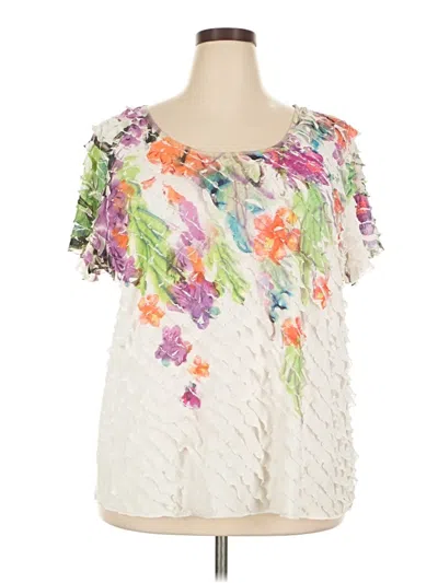 Pre-owned Cato Short Sleeve Blouse In Ivory