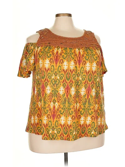 Pre-owned Cato Short Sleeve Blouse In Orange