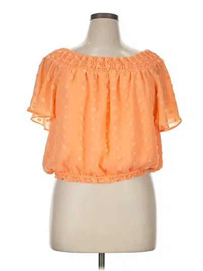Pre-owned Cato Short Sleeve Blouse In Orange