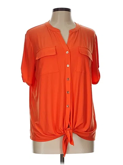 Pre-owned Cato Short Sleeve Blouse In Orange