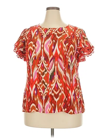Pre-owned Cato Short Sleeve Blouse In Orange