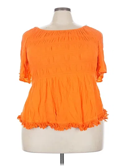Pre-owned Cato Short Sleeve Blouse In Orange