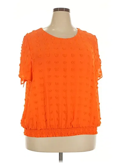 Pre-owned Cato Short Sleeve Blouse In Orange