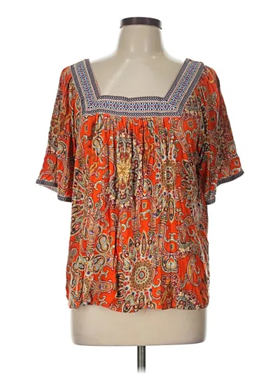 Pre-owned Cato Short Sleeve Blouse In Orange