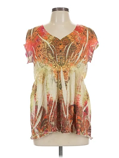 Pre-owned Cato Short Sleeve Blouse In Orange