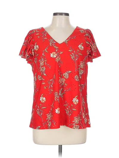 Pre-owned Cato Short Sleeve Blouse In Red
