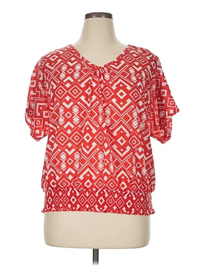 Pre-owned Cato Short Sleeve Blouse In Red