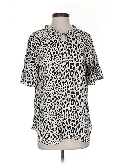 Pre-owned Cato Short Sleeve Blouse In Silver
