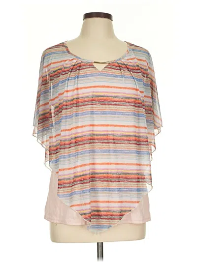 Pre-owned Cato Short Sleeve Blouse In Tan