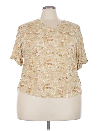 Pre-owned Cato Short Sleeve Blouse In Tan