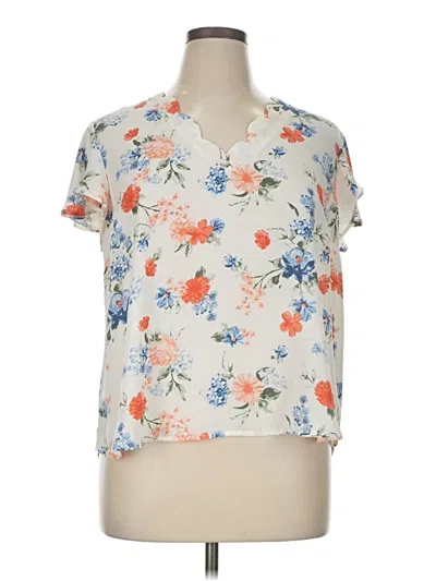 Pre-owned Cato Short Sleeve Blouse In White