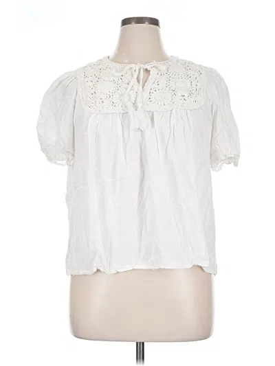 Pre-owned Cato Short Sleeve Blouse In White